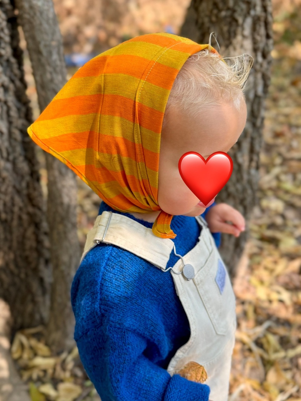 Orange Striped Kids Headscarf - Handmade